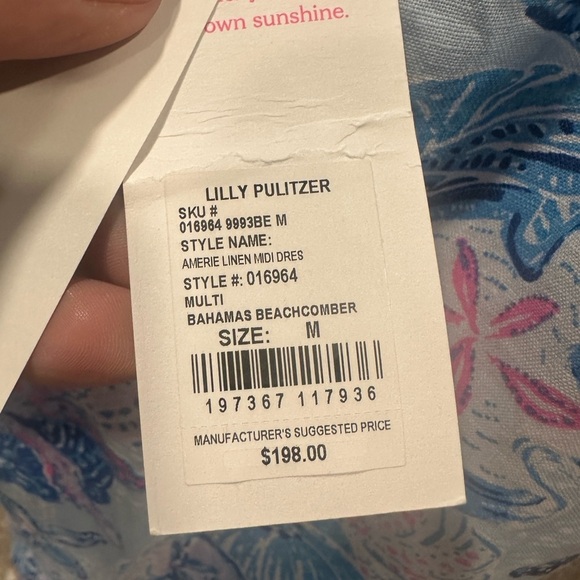 Lilly Pulitzer Amerie Linen Midi Dress Multi Bahamas Beachcomber Dress NWT Sz M - Picture 9 of 9